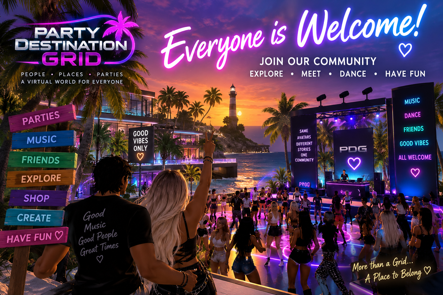Everyone Is Welcome to Party Destination Grid!